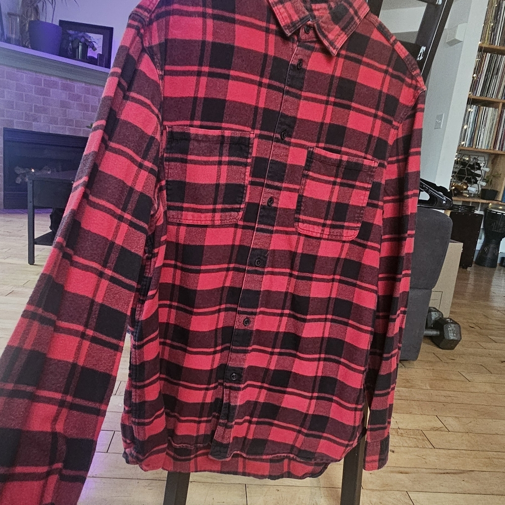Divided Red and Black Checkered Shirt